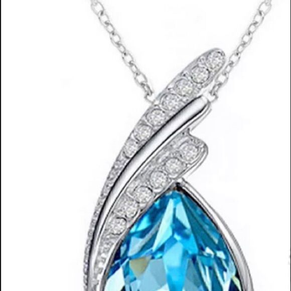 💎Turquoise Gemstone Fashion Angel Wings Crystal Necklace Earrings Jewelry Set - Picture 3 of 3